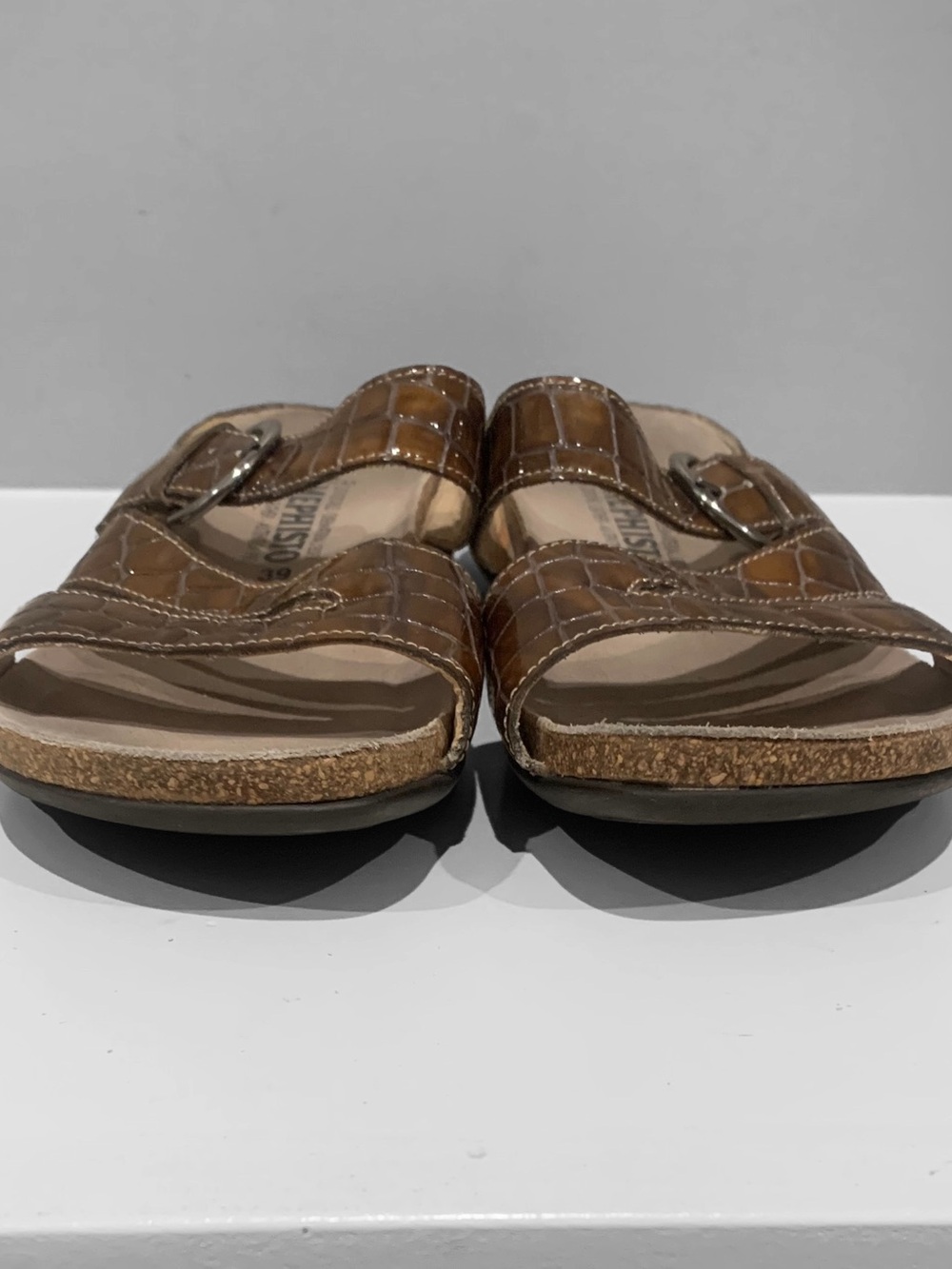 Mephisto Afida Brown Croc Sandals Leather Air Relax Slide Shoes Women’s 9 EU 39 - Picture 7 of 10